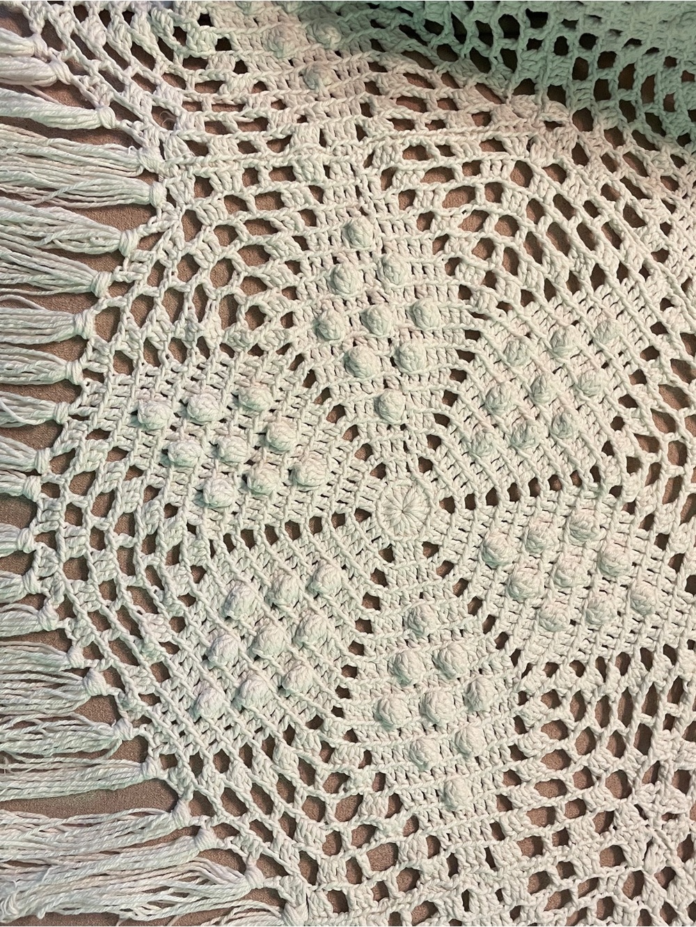 Antique Handmade Crochet Cotton Bedspread Full Size 76 x 96